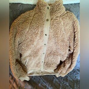 Fluffy brownish tan button up jacket